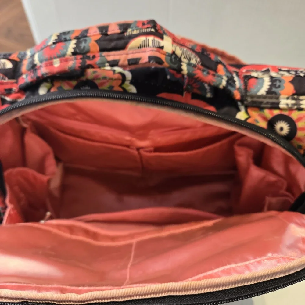Ju Ju Be Dancing Dahlias floral Diaper Bag or cosmetic/ travel bag.Multi Pockets